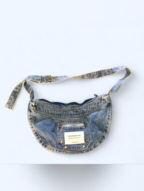 Denim Crossbody Belt Bag in Blue